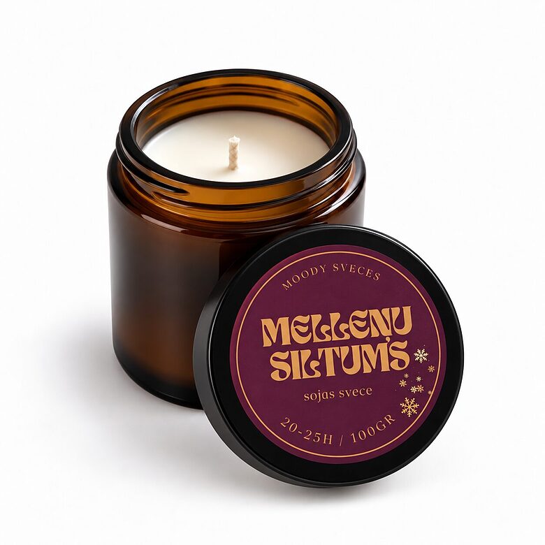Melleņu Siltums — aromātiska sojas vaska svece | 95 g