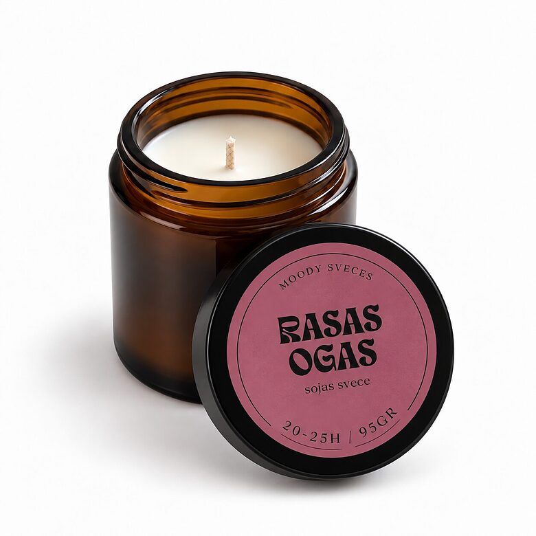 Aromātiska sojas un kokosriekstu vaska svece - "Rasas Ogas" | 95g