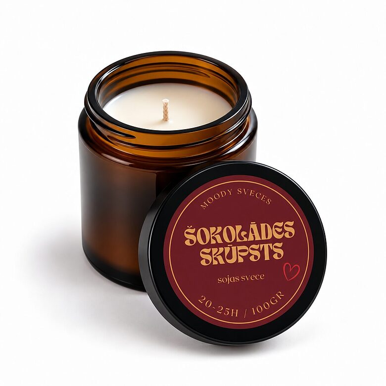 Aromātiska sojas un kokosriekstu vaska svece – "Šokolādes Skūpsts" | 95 g