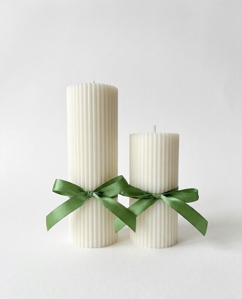 Rievoto sveču komplekts – dekoratīvas rapšu vaska sveces 200gr / 360gr