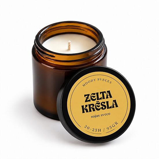 Aromātiska sojas un kokosriekstu vaska svece – "Zelta Krēsla" | 95g