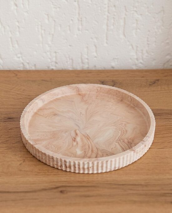 Karstumizturīgs akrila sveču paliknis, paplāte brūns marmora Ø 21 cm