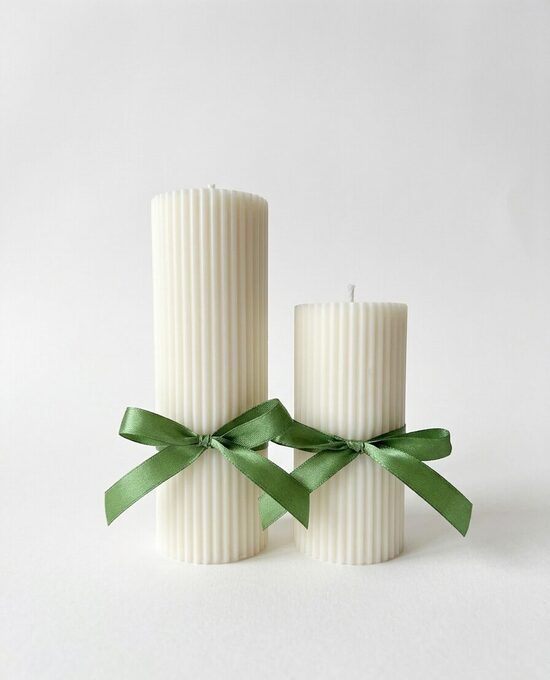 Rievoto sveču komplekts – dekoratīvas rapšu vaska sveces 200gr / 360gr