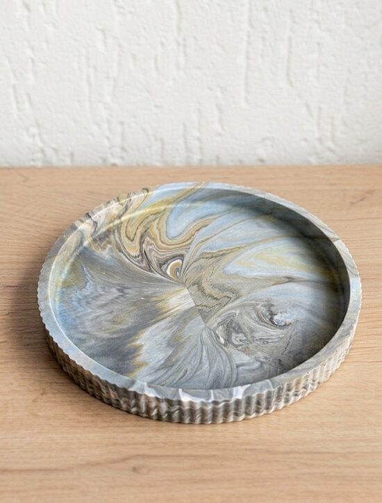Akrila paliknis svecēm / paplāte svecēm "Gold Agate" – roku darbs, Ø 21 cm