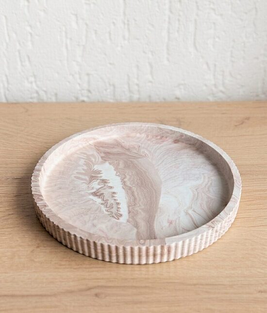 Akrila paliknis svecēm / paplāte svecēm "Rose Quartz" – roku darbs, Ø 21 cm