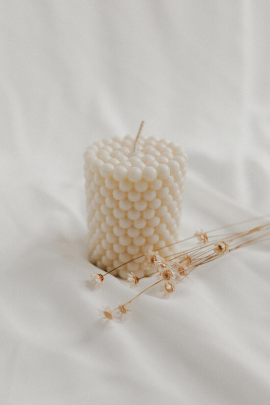 Pērļu cilindrs dekoratīva akcenta svece bez aromāta