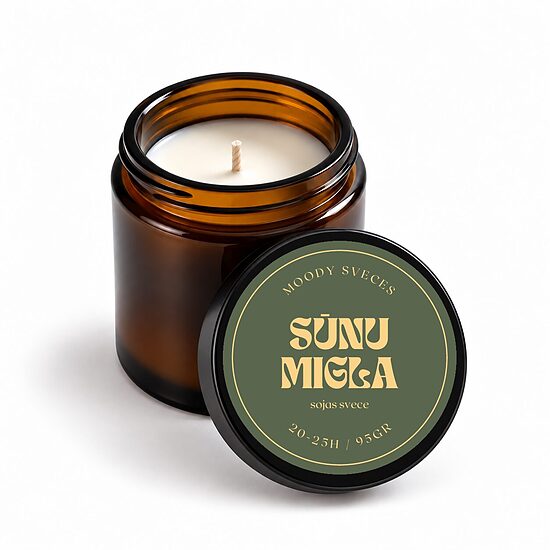 Aromātiska sojas un kokosriekstu vaska svece – “Sūnu Migla” | 95 g